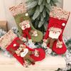Christmas Socking Elk Bear Snowman Plush Candy Gift Bag Fireplace Xmas Tree Hanging Ornaments for New Year Party Home Decor Gift