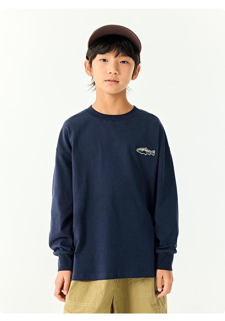 DK Kids' Spring Quick-Dry Japanese Style Antibacterial Long Sleeve T-Shirt for Boys & Girls - 7A Casual Base Layer for Middle & Older Children