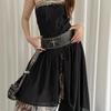Wide Leather Waist Belt Vintage Women's Dress Belt Retro Cross Rivet Belt  Streetwear