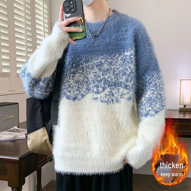 

Teen Boys Loose Fit Mink Knit Sweater - Warm Autumn/Winter Trend M (up to 105 lbs)