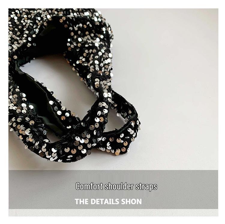 Handtasche im koreanischen Stil mit Pailletten für die Achselhöhle - Damen-Tragetasche mit großem Fassungsvermögen für den Herbst