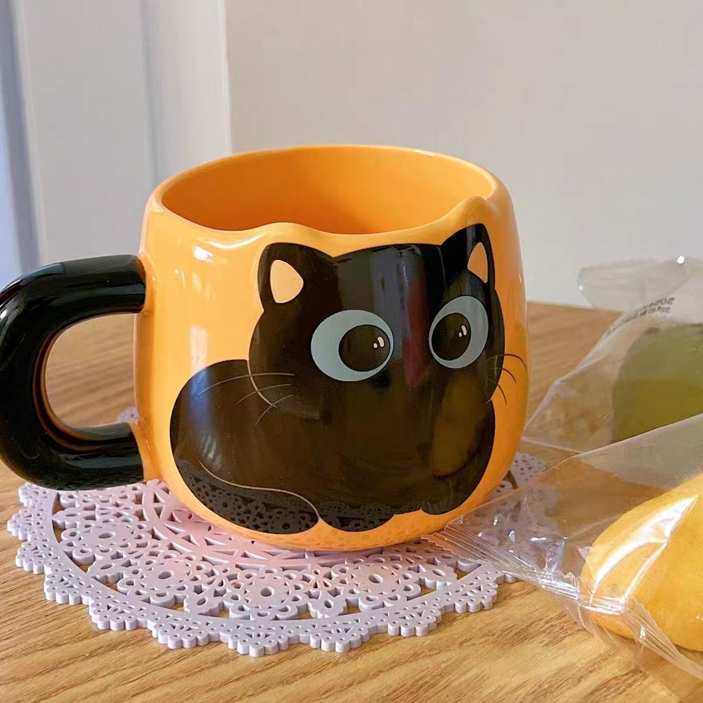 Cartoon Keramische Leuke Kat Mokken met Lepel Creatieve Kattenpoot Mok Koffie Thee Melk Havermout Kop Grote Capaciteit Dieren Bekers Grappig Cadeau
