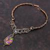 Fiesta Kingman Turquoise Necklace Copper Wire Wrapped Gemstone Necklace Multi Copper Turquoise Necklace Handmade Rainbow Moonstone Jewelry