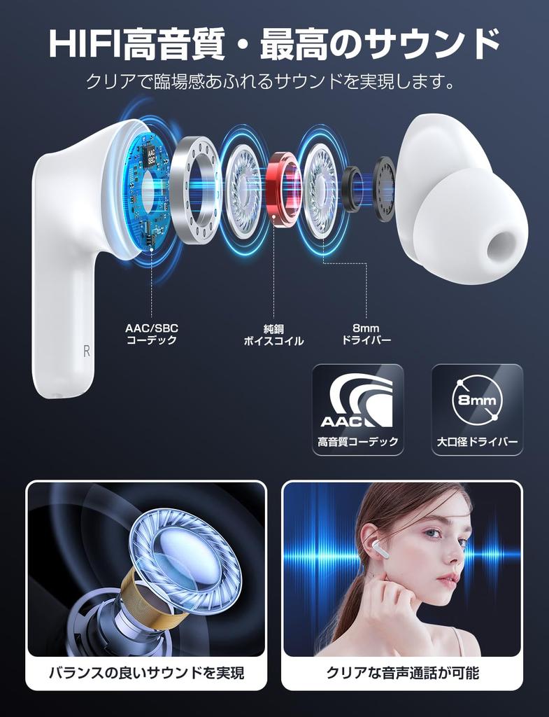 Wireless Bluetooth Earbuds with Sound Quality Deep Noise Left and Right Separate Volume Siri Voice Control In Instruction Manual for Commuting and