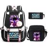 Kids Printed Backpack School Use Lightweight Oxford Fabric Bag With Arc Shoulder Straps 20-35L Capacity Neutral Style