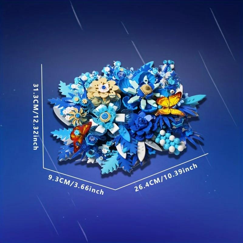 Blue Flower Block Set Plant Pot Creative Plant Collection for stasjonær eller veggdekorasjon Julegaver