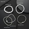 5pcs Simple Beaded Pearl Design Bracelet Set For Women Vintage Silver Color Charm Bangles Holiday Date Daily Party Jewelry Gifts
