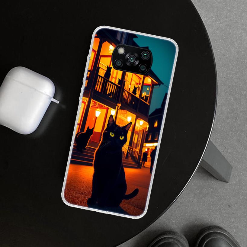 Anime Cat Rain Animal Phone Case Cover for Xiaomi Poco X6 X5 X7 Pro F7 Ultra Redmi 15C 15 13C 13 12C 12 10C 10 10A 9C 9A 9T 9 Co