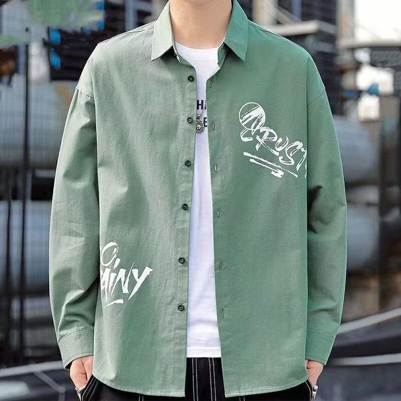 

Men s Green Graffiti Print Button Down Shirt Casual Oversized Streetwear Top M зелёный