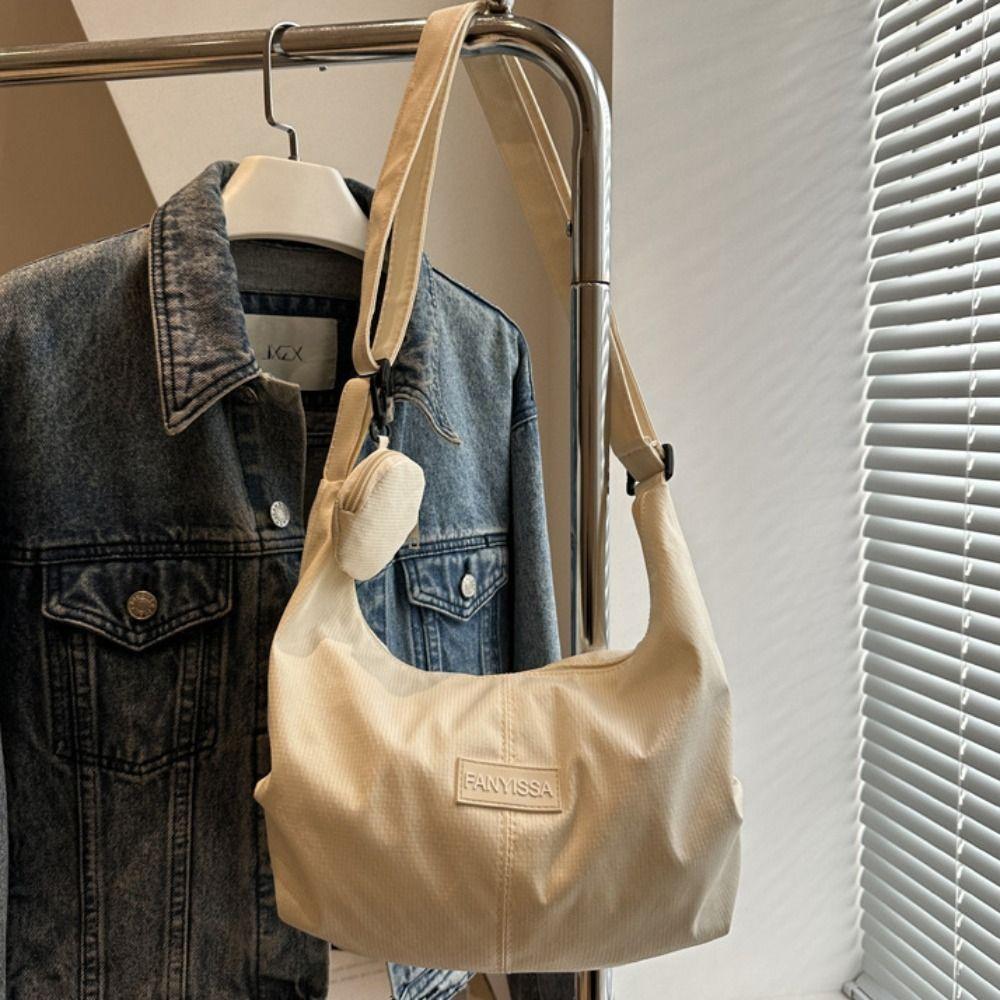 Cream Color Canvas Bag with Coin Purse Korean Style Simple Dumpling Bag  Women