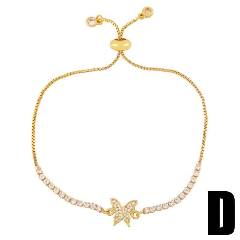Butterfly Charm Bracelet With Zirconia Crystals 18K Gold Plated Titanium Steel Elegant Daily Wear Jewelry