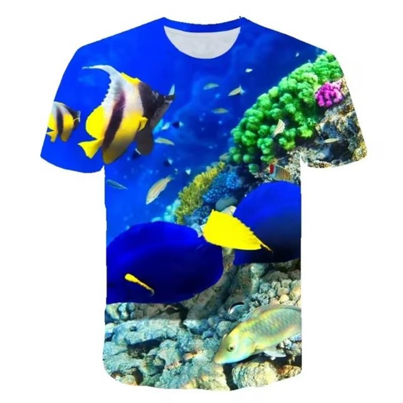 Women's 3D Printed Underwater Coral Fish T Shirt Funny Animal WoMen T-Shirt Casual Seabed View Streetwear Tshirt Casual Tee Tops