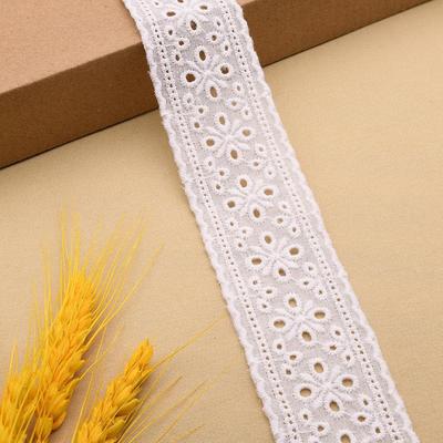 3 metros/lote 4 cm algodão branco oco para fora roda bordado renda guarnição material