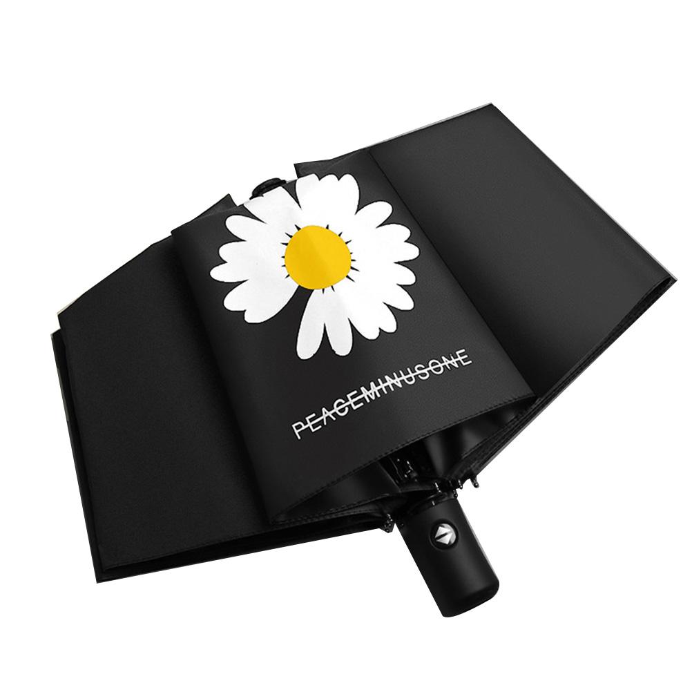 Автоматический складной зонт с 8 спицами, зонт с цветочным принтом, ветрозащитный зонт чёрный