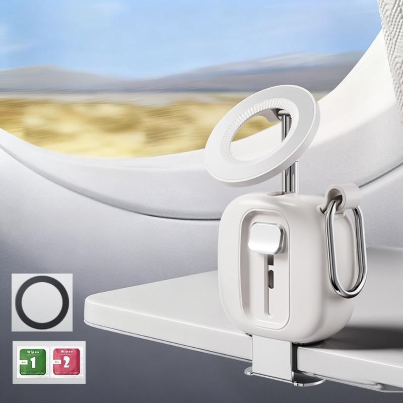 Compact Travel Foldable Magnetic Phone Mount Support Stand With Secure Carabiner Clip And 720° Adjustable Viewing Angle