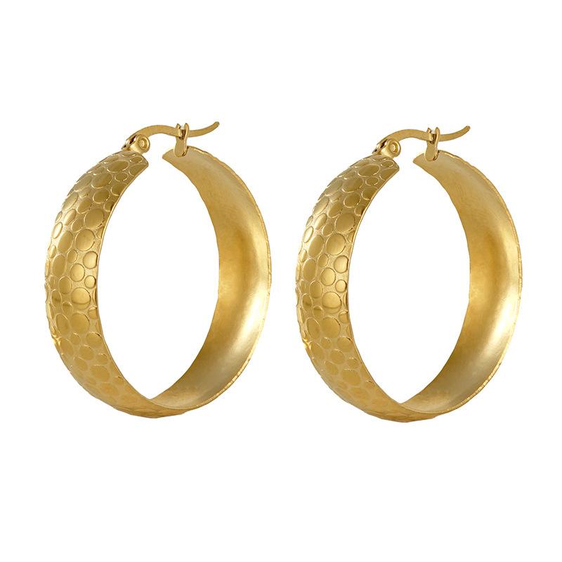 Stylové nerezové velké kulaté náušnice, luxusní náušnice, přehnaný hladký kruh, jednoduché a módní pro ženy