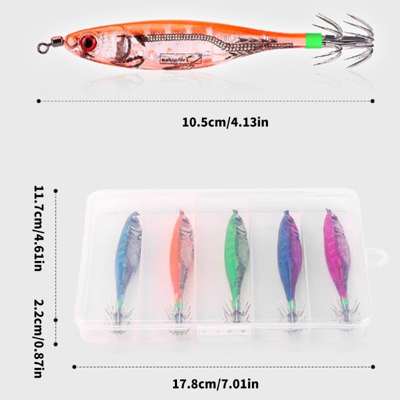 1pc/5pcs Shrimp Lure Baits Squid Jig Cuttlefish Hook Jig Hook Saltwater Fishing Tackle