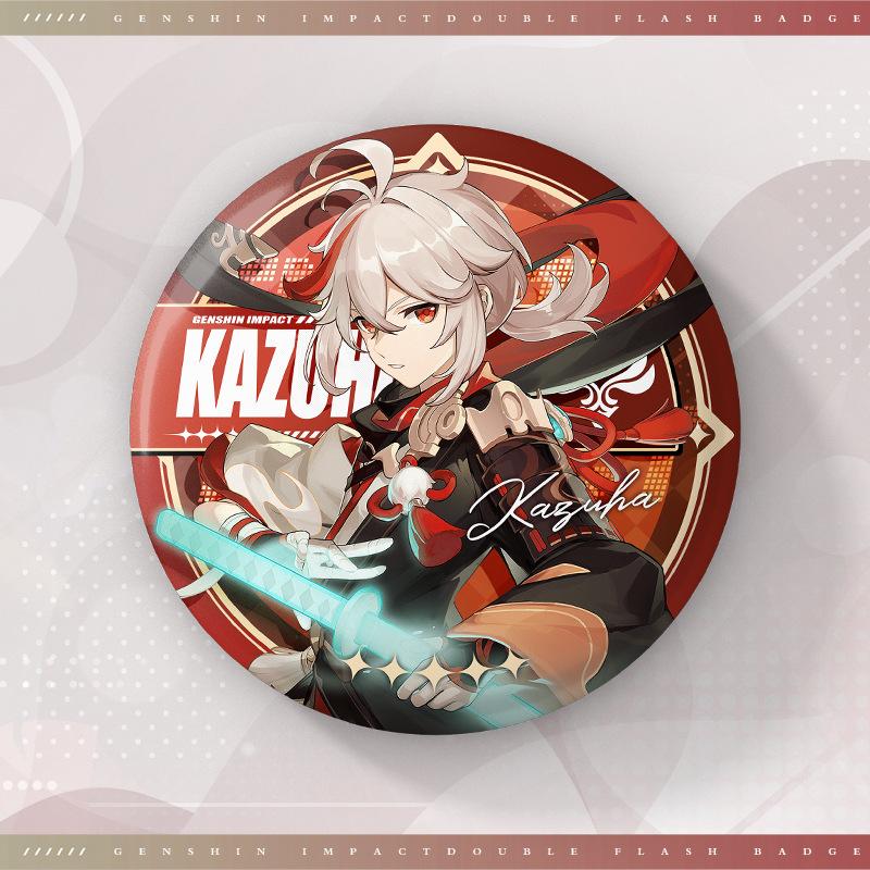 75MM Game Genshin Impact-3 Round Badge Anime Brooch Pin Cosplay Hu Tao Cartoon Figure Clothing Backpack Accessories Fans Gifts