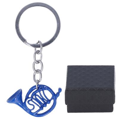 Chaveiro de instrumentos musicais em formato de trompa francesa, mini chaveiro de metal durável para presente