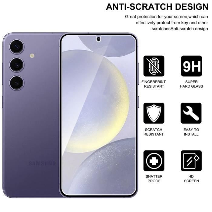 Verre Trempé - pour Samsung - Galaxy S24 Plus - Installation Facile - Anti-Rayure - Pack de 3