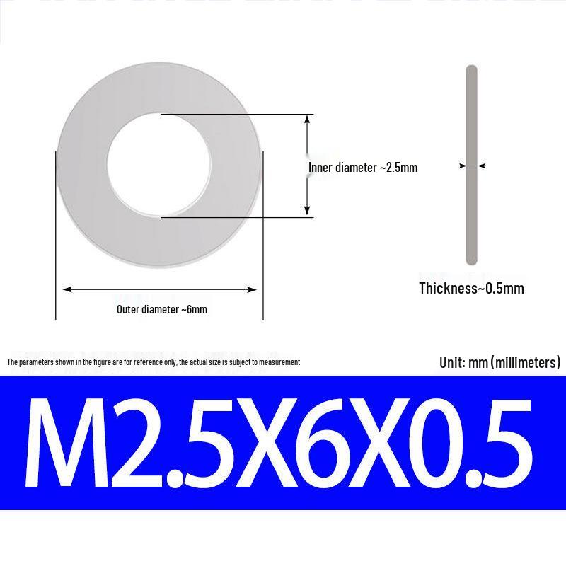 304 Stainless Steel Ultra-Thin Flat Washer, Thickness: 0.1/0.2/0.3/0.4/0.5 Mm, Sizes M1-M8