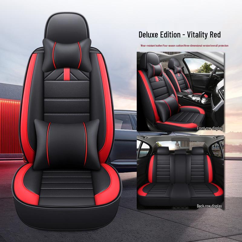 All-Season Universal Leather Car Seat Cushions - Full Coverage for Five-Seater