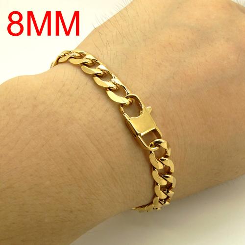 

100% Stainless Steel Bracelet 6/8/12 Mm 8 Inches Curb Cuban Chain Gold Color Bracelets for Men Women Free Shipping Factory Offer 20.5cm