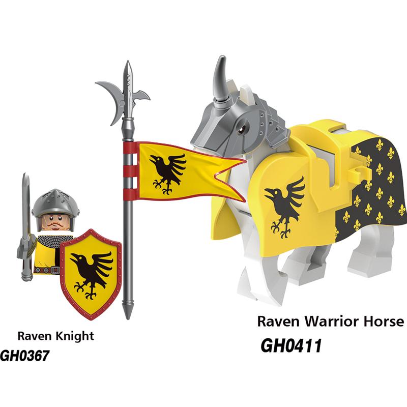 MOC Mittelalterliche Bausteine Zubehör Burgen Gotische Ritter Drache Löwe Krieger Pferd Helme Schilde Rüstungen Äxte Steine Spielzeug