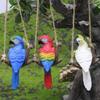 Set of 3 Resin Swing Parrot Garden Pendants for Hanging Decoration for Outdoor Patios Porches and Miniature Landscapes