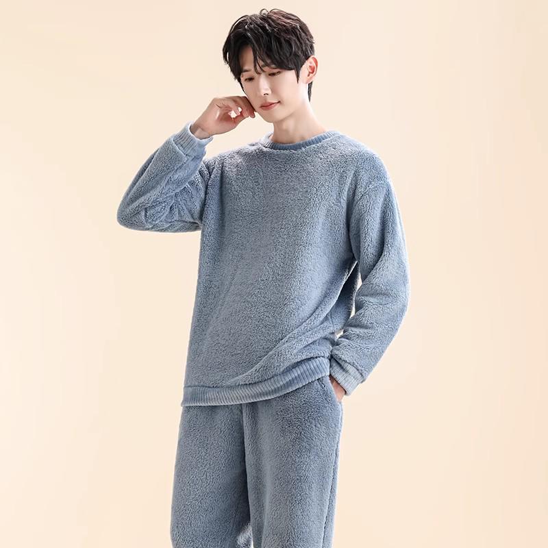 

Чоловічий зимовий піжамний комплект з коралового флісу з плюшем, потовщений, на блискавці - Для дому або вулиці XXXL