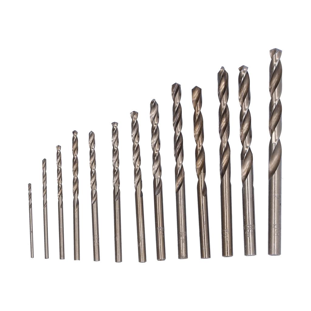13Pcs Twist Drill Bits Heat Resistant Cobalt HSS Straight Shank 1.5mm?6.5mm with Storage Box