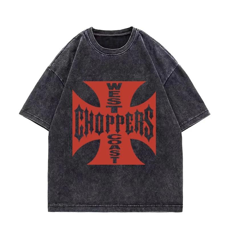 

Футболка Пол Вокер West Coast Choppers Винтажна прана Футболка Чоловіки Жінки Хіп-хоп стрітвеар Оверсайз коротка рукава Бавовняні футболки L дубильна кора