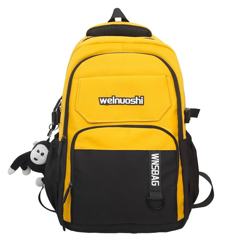 

Школьный рюкзак для школьников средней школы, мужской рюкзак большой емкости с цветными блоками, женская дорожная сумка для компьютера жёлтый