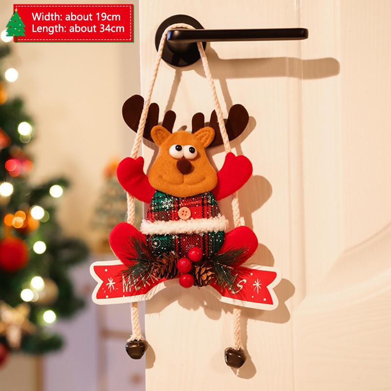 Christmas Decorations Wooden Snowmen Santa Claus Reindeer Door Hanging Ornament XmasTree Indoor Scene Layout Home New Year Decor