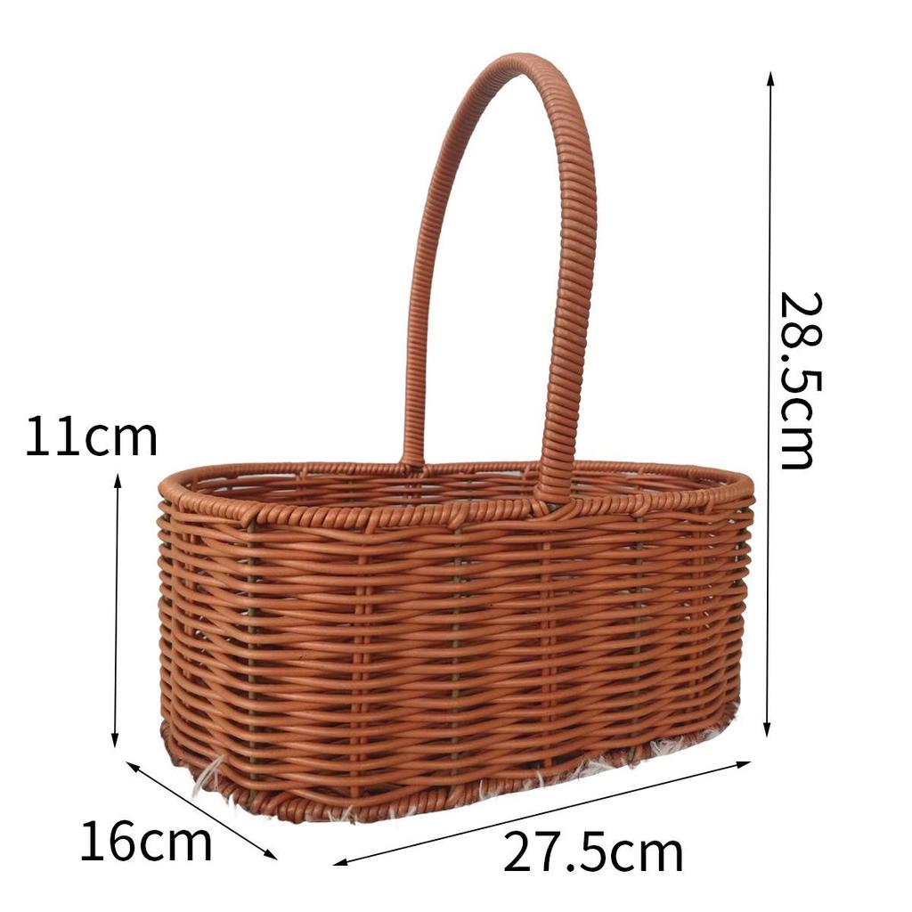 Pastoral Style Round Rattan Imitation Flower Basket - Decorative Handheld Barrel for Flower Arrangements and Gifts