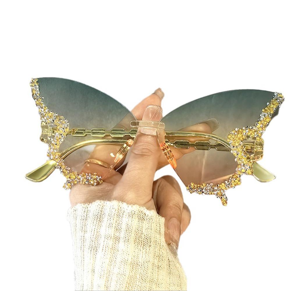 UV Protection Rimless Sun Glasses Vintage Style Cat Eye Eyewear Butterfly Sunglasses Travel Use