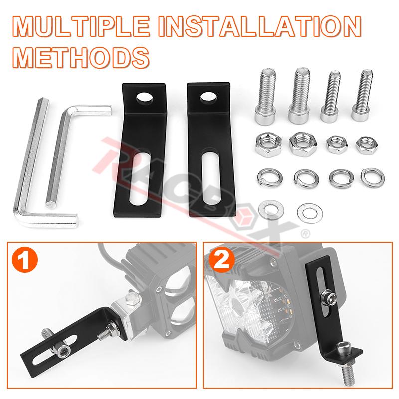 LED Motorcycle Spotlight Mounting Bracket Black Metal Headlight Fog Lamp Retainer Holder for Dirt Bike Scooter Cruiser Chopper