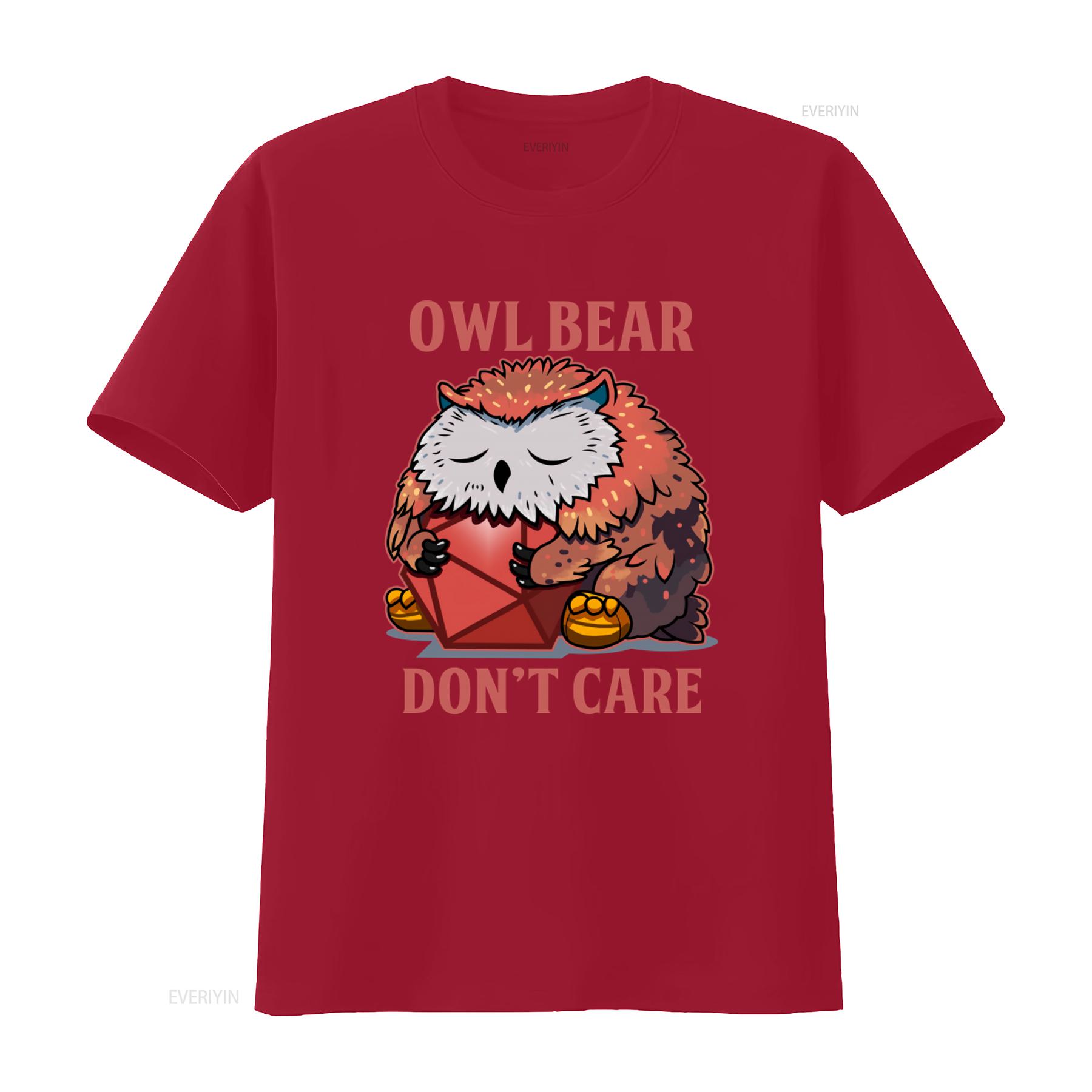 Owl Bear Dont Care T Shirt Dnd Druid Roleplaying Rpg Fantasy Gaming  vintage Washed Stretched streetwear Top For Everyday Wear S