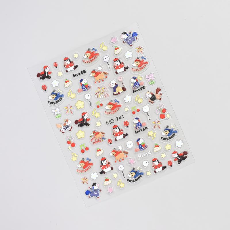 

Cartoon Colorful Pony Nail Stickers DIY Nail Stickers Nail Decorations Accessories Year Of The Horse Nail Appliques Art Sticker