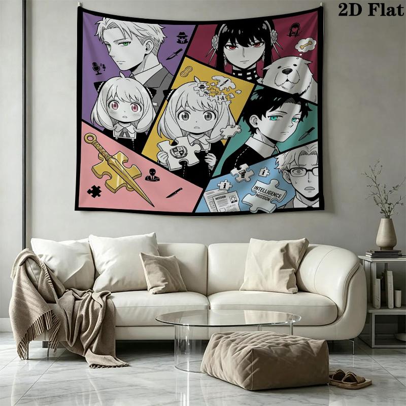 Spy Family Wall Tapestry Aesthetic Wall Hanging Printed Fabric Blanket Decorative Tapestries For Bedroom Living Room Home Decor