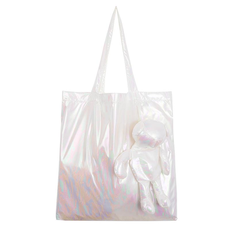 1Pcs Supermarket Shopping Bag Reusable Tote Featuring A Bear Design Large Capacity Cotton Folding Bag