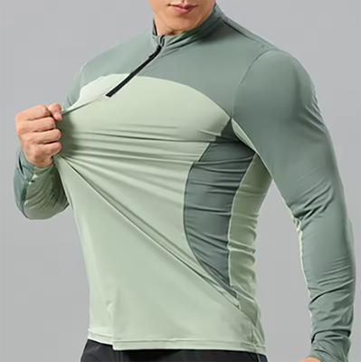 Herren Outdoor Sport Klettern Wandern Langarm Stehkragen Atmungsaktiv Schweißabsorbierend Elastizität T-Shirt