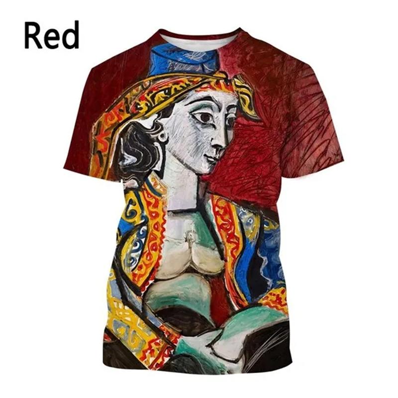 

Футболка с 3D-принтом Пабло Пикассо Классическая масляная живопись Футболки Мужская и женская одежда Летние повседневные топы с короткими рукавами Футболки 2XL