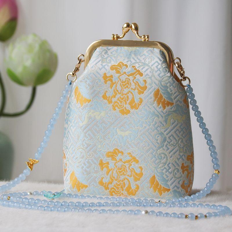 

Ретро парчовая сумка для мобильного телефона в китайском национальном стиле, ручная, с бусами-ожерельем, на одно плечо, сумка ручной работы Ханфу Линлянь Оригинал Style 18