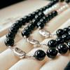 Vintage Maillard Autumn And Winter Natural Baroque Freshwater Pearl Black Agate Niche Beaded Necklace Clavicle