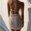 Women Beach Skirt, Cover-up Skirt Hollowed Solid Summer Mini Knitted Skirt for Vacation Seaside