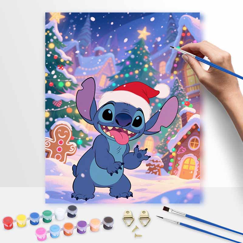 Disney Stitch Christmas Oil Painting Hand Painting Art Kit Coloring Painting Handmade Diy Home Decoration Gift