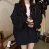 Womens Oversized Hooded Zip-Up Sweatshirt Jacket Casual Loose Fit Long Sleeve Coat Winter