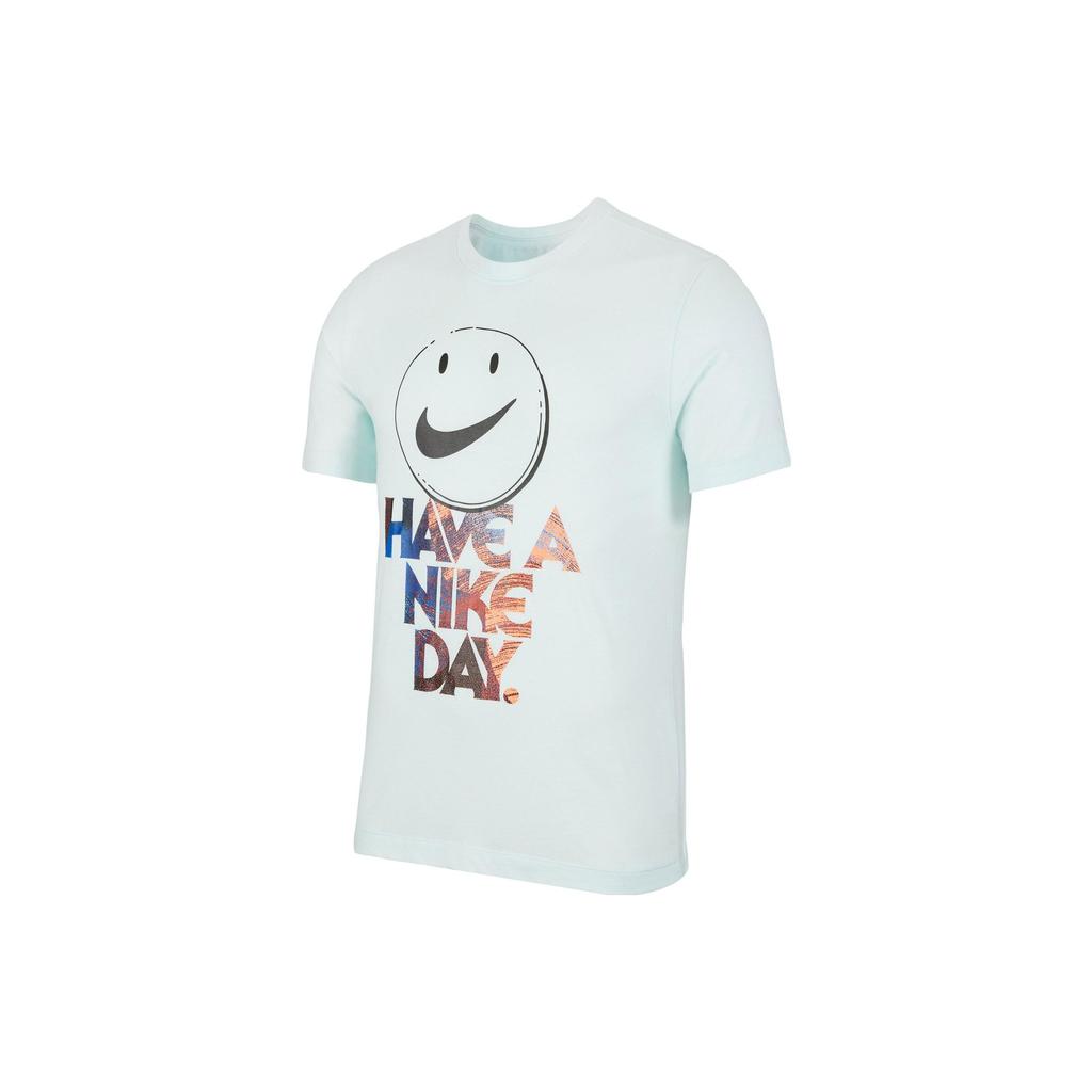 Nike Smiley Alphabet Pattern Crew Neck Pullover Loose Short Sleeve T-Shirt Men Tops Light-Blue CI2190-336