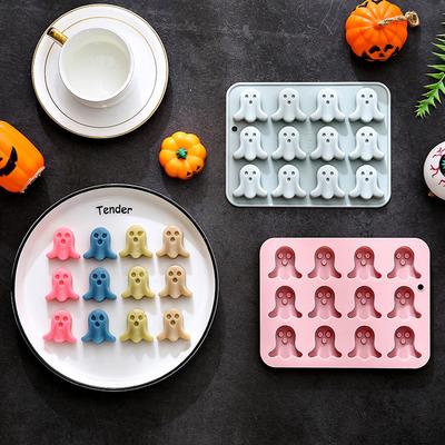 Halloween Ghost Silicone Mold Non-Stick Food Grade Diy Baking Multi-Hole For Chocolate Jelly, Ice Cube Cookies Cake Decoration